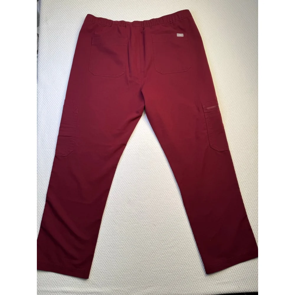 Men's FIGS L Maroon Grey Technical Cargo Scrub Pants